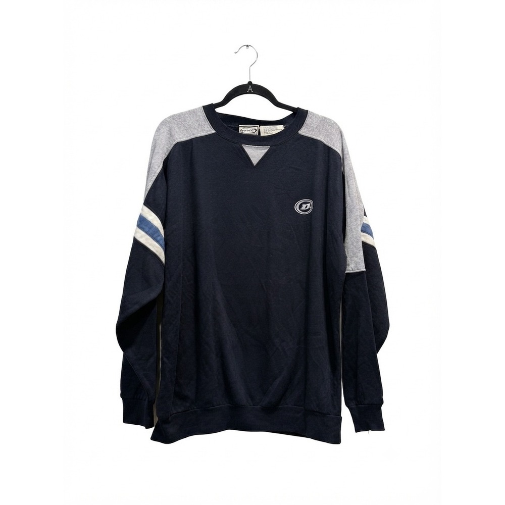 Vintage Dunlop Sweatshirt Mens Large Navy Blue Grey Colorblock‎ 90s Sportswear
